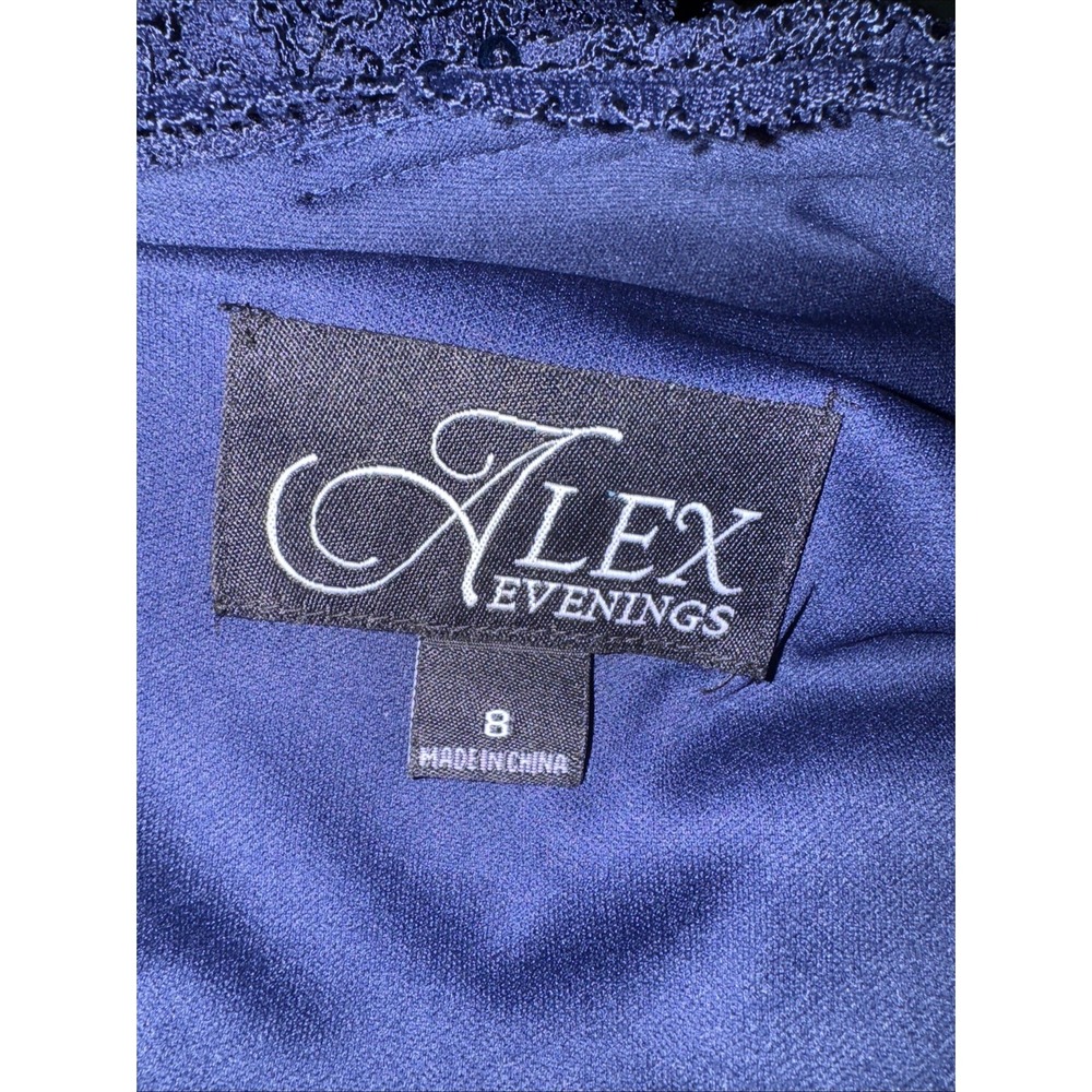 Alex Evenings Dress Womens 8 Maxi Sequin Embellished Wedding Evening Event Blue - Picture 7 of 9